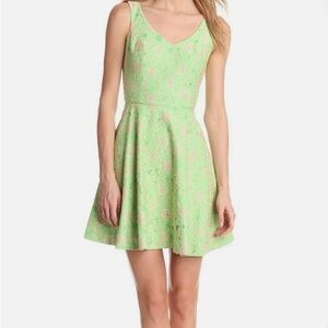 Lilly Pulitzer Freja Green Pink Dress - Size 0 - Two Tone Lace